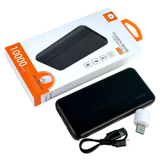 Power bank WUW Y145 10000 mAh повербанк 2хUSB + USB мини-фонарик