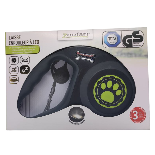 Поводок-рулетка Zoofari Laisse à Enrouleur à LED зеленый 5 м до 20 кг - изображение 2