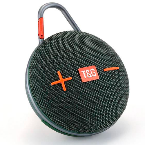 Портативна Bluetooth колонка TG648 з функцією гучного зв'язку, радіо, карабін, зелена - зображення 5