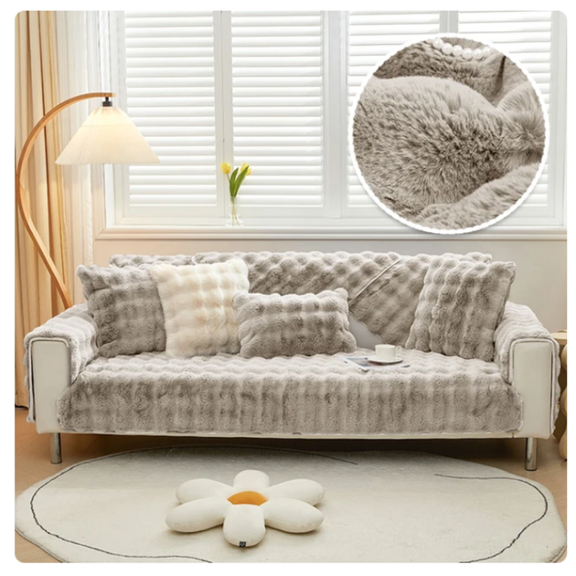 Мягкая накидка для дивана меховая Diana Textile Искусственный мех 90х160 см Кофе с молоком - Фото 2 Мягкая накидка для дивана меховая Diana Textile Искусственный мех 90х160 см Кофе с молоком - изображение 2