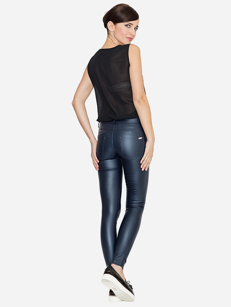 Spodnie skinny damskie skórzane Lenitif K231 L Granatowe (5902194303170) - obraz 4