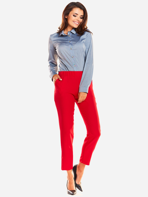 Spodnie regular fit damskie Awama A241 S Czerwone (5902360525221) - obraz 3