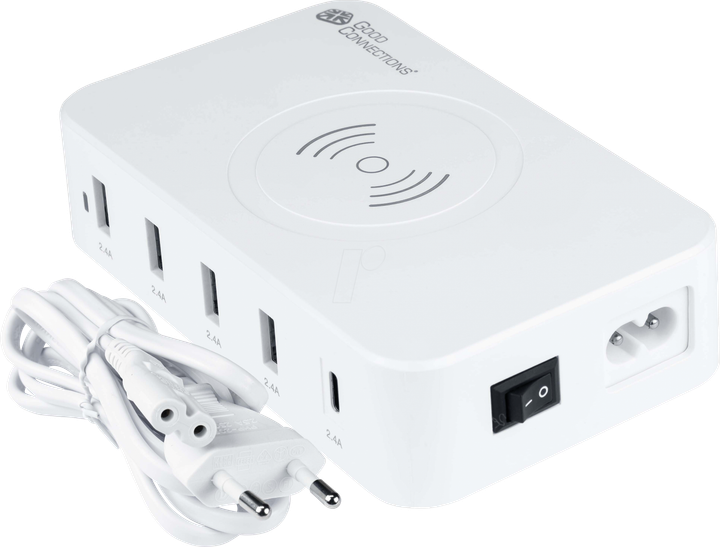 Ładowarka do telefonów Good Connections 60 W + 10 W QU 4 x USB-A USB-C PD GaN White (4014619842711) - obraz 2