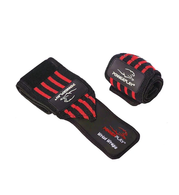 Кистьові бинти PowerPlay 3081 Gym WristT Wraps Чорно-Червоні - изображение 4
