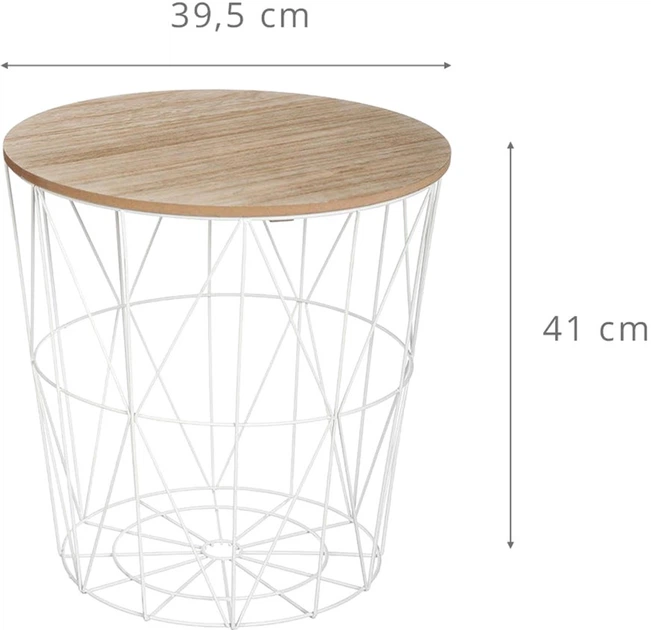 Stolik kawowy Atmosphera z funkcją przechowywania w koszu 2 w 1 Biały (3560239702474) - obraz 3