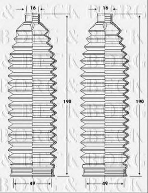 Комплект гофрированных кожухов, механизм рулевого Borg & Beck BSG3421 Borg & Beck (BSG3421) - изображение 1