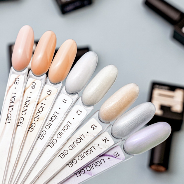 Рідкий гель для зміцнення та моделювання нігтів Liquid Gel (прозорий молочний з шимером та перламутром) 14 Jerden Proff 10 мл - зображення 3