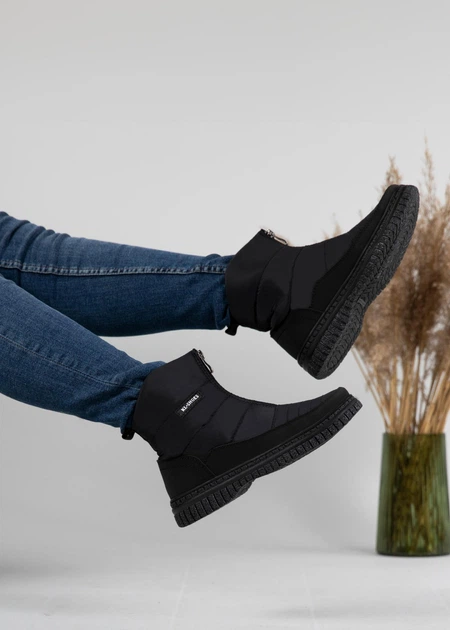 Дутики женские KL-Shoes с мехом короткие на широкую ногу 37 24 см черные (МК 2) - изображение 6