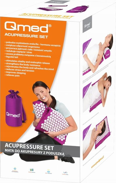 Масажний килимок для акупресури Qmed Acupressure Mat з подушкою (5901780446727)  - зображення 5
