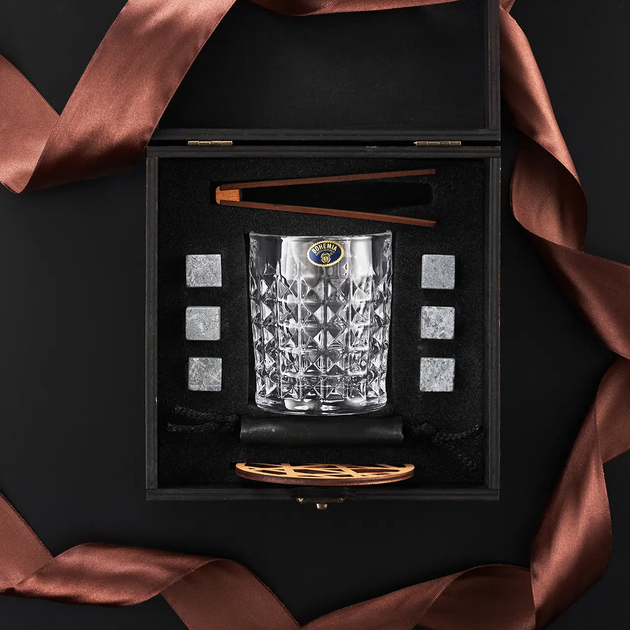 Камені для охолодження віскі Темна коробка + Келих Bohemia Diamond 280 мл + мішечок + щипці + підставка + 6 каменів - зображення 3