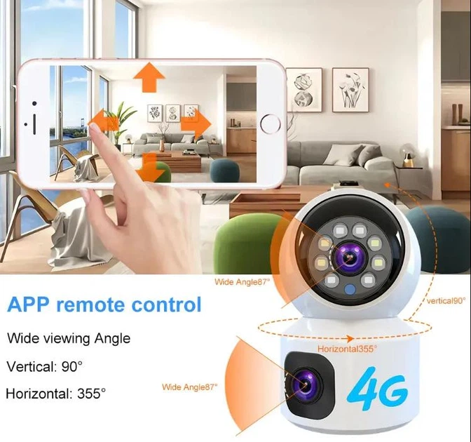 Камера наблюдения 4G V380 pro внутренняя двойная поворотная 4 Мп видеонаблюдения в помещении - изображение 7