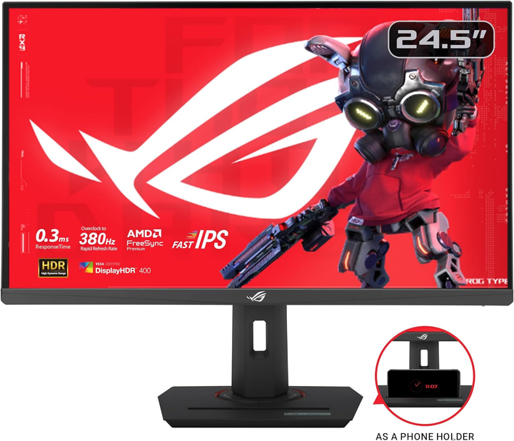 Монітор ASUS 24.5' ROG Strix XG259QNS 2xHDMI, DP, 2xUSB, Audio, IPS, 380Hz, 0.3ms, sRGB 110%, AdaptiveSync, Pivot, HDR400 (90LM09M0-B01370) - изображение 2
