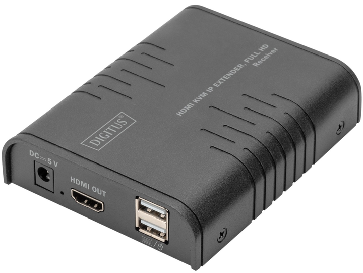 Przedłużacz sygnału DIGITUS HDMI KVM IP Extender Receiver 1080p/60Hz do 120 m (DS-55530) - obraz 1