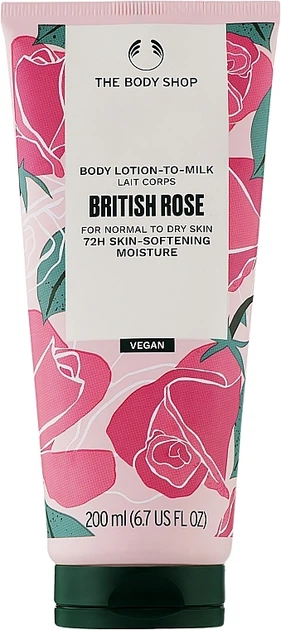 Лосьон для тела "Британская роза" - The Body Shop British Rose 72h Skin Softening Moisturiser Body Lotion-to-Milk 200ml (1146861-31338577) - изображение 2