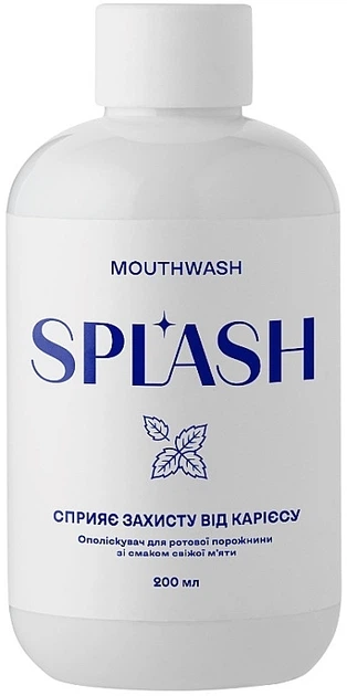 Ополіскувач для ротової порожнини зі смаком свіжої м'яти - Splash 200ml (1393341-22562079) - Фото 1 Ополіскувач для ротової порожнини зі смаком свіжої м'яти - Splash 200ml (1393341-22562079) - зображення 1