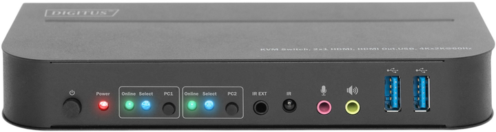 Відеокомутатор DIGITUS KVM 2x1 HDMI, HDMI Out, USB, 4Kx2K@60Hz (DS-12874) - зображення 2