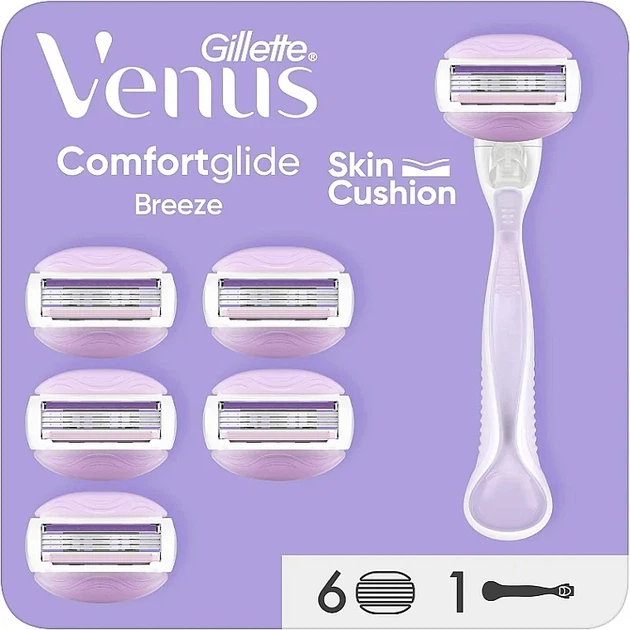 Бритва с 6 сменными кассетами - Gillette Venus Comfortglide Breeze 6шт (1332975-6331828) - Фото 1 Бритва с 6 сменными кассетами - Gillette Venus Comfortglide Breeze 6шт (1332975-6331828) - изображение 1