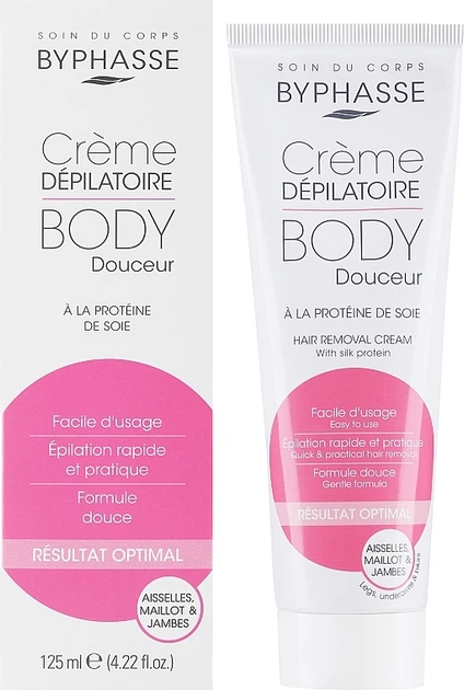 Крем для депіляції "Екстракт шовку" - Byphasse Hair Removal Cream Silk Extract 125ml (503047-136980) - Фото 2 Крем для депіляції "Екстракт шовку" - Byphasse Hair Removal Cream Silk Extract 125ml (503047-136980) - зображення 2