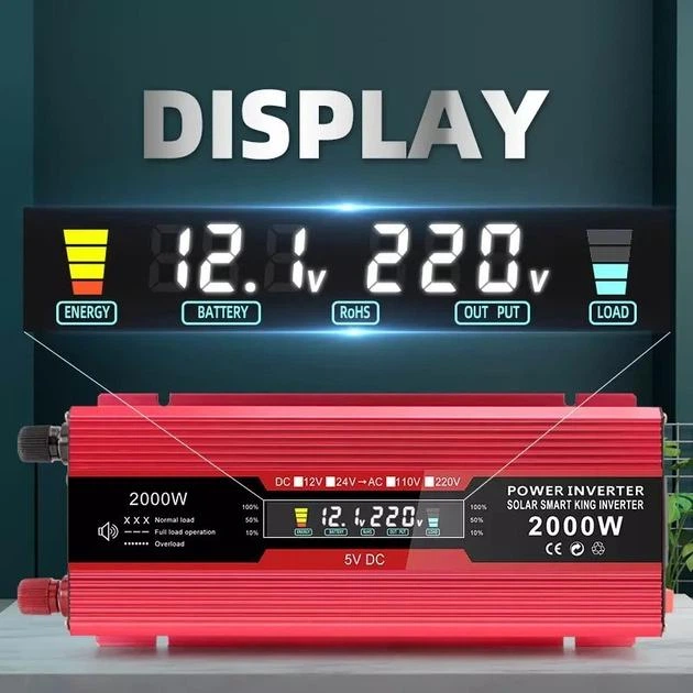Инвертор Carmaer 12V/220V AC/DC USB-выход 1000W/2000W - изображение 2