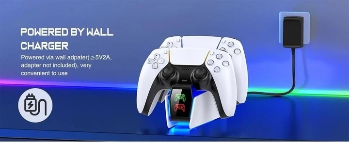 Станция для PlayStation 5 PS5 DualSense на 2 геймпада с LED RGB подсветкой Белый (52110305) - Фото 6 Станция для PlayStation 5 PS5 DualSense на 2 геймпада с LED RGB подсветкой Белый (52110305) - изображение 6