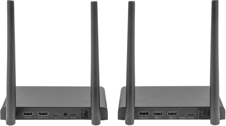Zestaw przedłużacza sygnału DIGITUS 4K Wireless HDMI KVM Extender Set 4K/30Hz do 150 m (DS-55328) - obraz 3