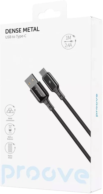 Кабель Proove Dense Metal Type-C 3 A 1 м Black (504980001) - изображение 5