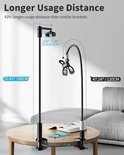 Гнучкий тримач для телефону з прищіпкою VHG IVY IV 100 см Cell Phone Stand, Black - Фото 2 Гнучкий тримач для телефону з прищіпкою VHG IVY IV 100 см Cell Phone Stand, Black - зображення 2