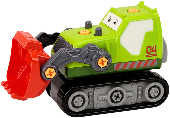 Гусеничний екскаватор для збірки LEAN Toys DIY Мультяшний з великим рухомим ковшем Зелений (5905991018803) - зображення 3