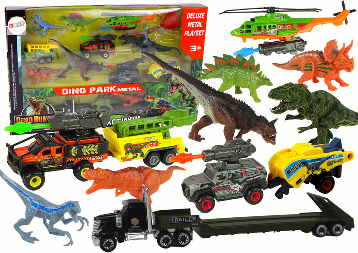 Ігровий набір LEAN Toys Dino Park Вертоліт + Динозаври 8 шт з аксесуарами (5905679074909) - зображення 1