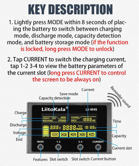 Зарядное устройство LiitoKala Lii-M4S для аккумуляторных батарей 18650, AA, AAA Li-Ion, Ni-MH/Cd - изображение 7