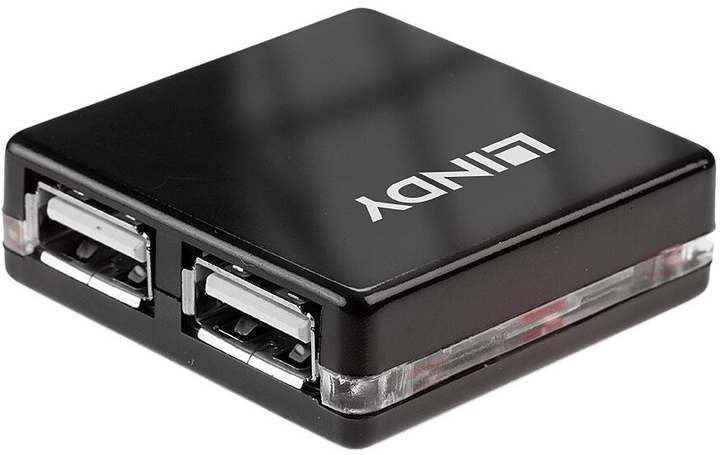 USB-хаб Lindy 4 Port USB 2.0 Mini Black (42742) - зображення 4