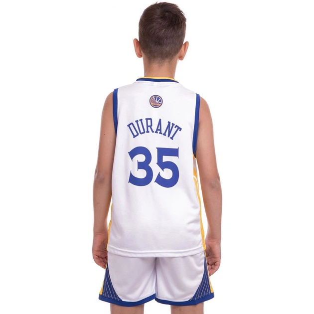Форма баскетбольная детская NBA клуб Golden state warriors 35 NB-Sport размер L 128-134 см цвет белый-синий-желтый BA-0973 - изображение 3