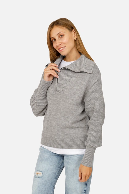 Женский свитер one size цвет серый ЦБ-00262319 - Фото 2 Женский свитер one size цвет серый ЦБ-00262319 - изображение 2
