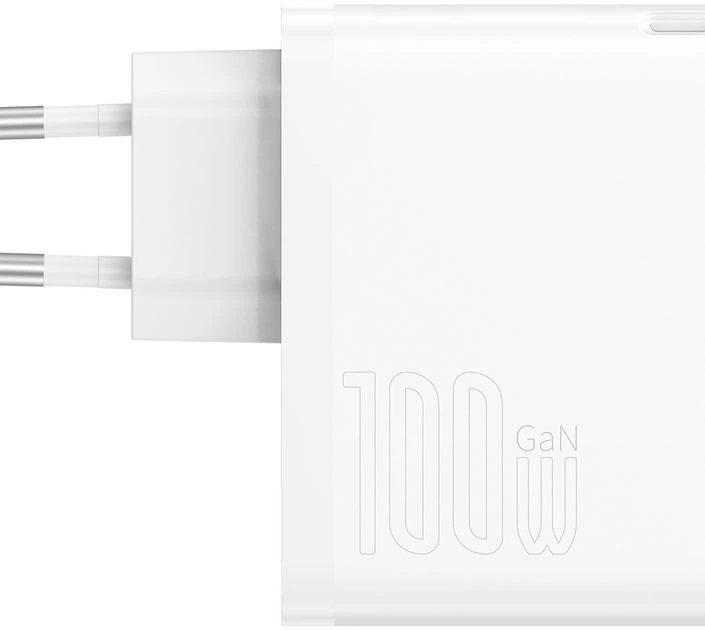 Мережевий зарядний пристрій Type-C+USB з швидкою зарядкою + кабель Type-C-to-Type-C, 1м. GaN5 Pro 100W білий, Baseus (CCGP090202) - Фото 2 Мережевий зарядний пристрій Type-C+USB з швидкою зарядкою + кабель Type-C-to-Type-C, 1м. GaN5 Pro 100W білий, Baseus (CCGP090202) - зображення 2