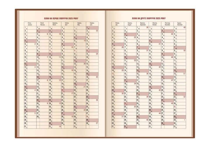 Дневник датированный 2026 Optima Ostrich A5 352 страницы коричневый (O25228-07) - Фото 2 Дневник датированный 2026 Optima Ostrich A5 352 страницы коричневый (O25228-07) - изображение 2