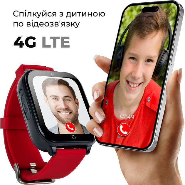 Детские смарт-часы JETIX DF100 Pro c 4G видеозвонком, виброзвонком и влагозащитой IP67 - Red - Фото 2 Детские смарт-часы JETIX DF100 Pro c 4G видеозвонком, виброзвонком и влагозащитой IP67 - Red - изображение 2