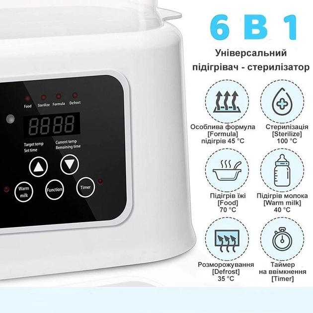 Підігрівач та стерилізатор для дитячих пляшечок DUO Smart Baby, з пультом дистанційного керування, білий (4013266) - зображення 2