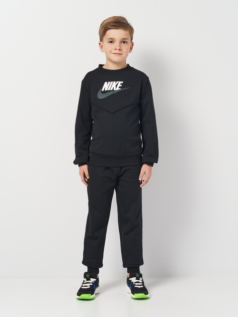 Подростковый спортивный костюм (свитшот + штаны) для мальчика Nike K Nsw Tracksuit Poly Crew Hbr FD3090-010 137-147 см Black/White/White (0196607053645) 