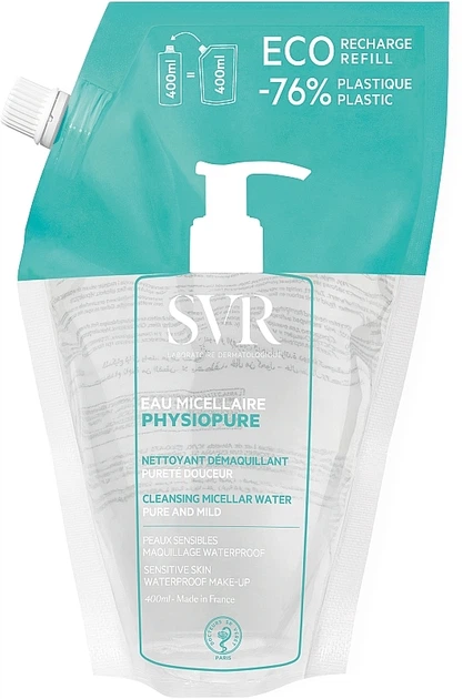 Міцелярна вода, що очищає - SVR Physiopure Cleansing Micellar Water (змінний блок) 400ml (1100676-1854908863-2) - Фото 1 Міцелярна вода, що очищає - SVR Physiopure Cleansing Micellar Water (змінний блок) 400ml (1100676-1854908863-2) - зображення 1