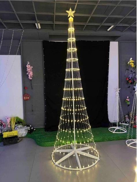 Новогодняя конусная елка светодиодная 180см LED гирлянда 320 лампочек Теплый белый, 8 режимов на улицу сада и комнаты - Фото 2 Новогодняя конусная елка светодиодная 180см LED гирлянда 320 лампочек Теплый белый, 8 режимов на улицу сада и комнаты - изображение 2