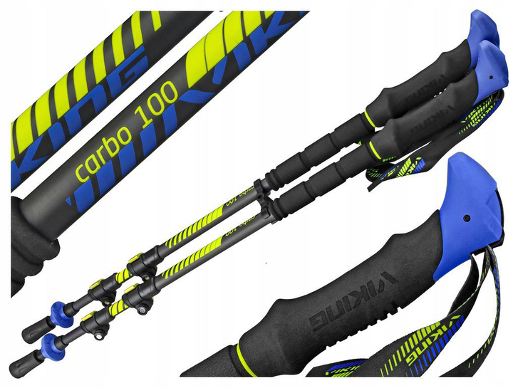 Kije Viking Carbo Lite Trekking Czarny Limonkowy 135 cm (5901115787013) - obraz 3