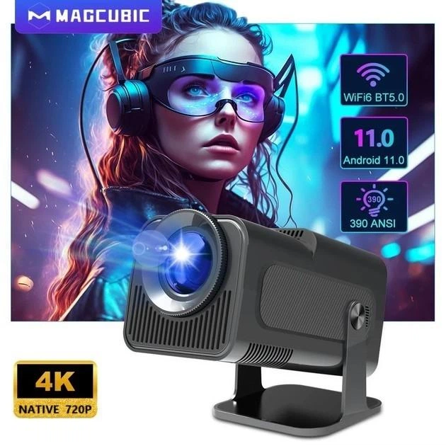 Проектор SmartTV домашний кинотеатр UltraHD HY320 Mini 4K Android 11 WI-FI6 Bluetooth HDMI 150" 300ANSI черный - изображение 3