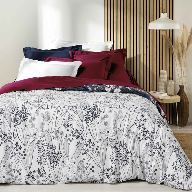 Prześcieradło Douceur d'interieur Biolina podwójne na gumce z organicznej bawełny bordowe 140 x 190 cm (3574386443494) - obraz 6