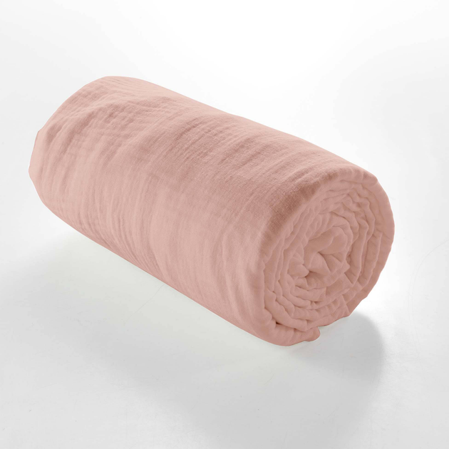 Prześcieradło Douceur d'interieur Angelia muślinowe na gumce różowe 160 x 190 cm (3574386448253) - obraz 5