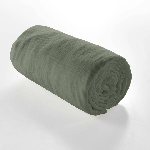 Prześcieradło Douceur d'interieur Angelia muślinowe na gumce khaki 160 x 190 cm (3574386448277) - obraz 5