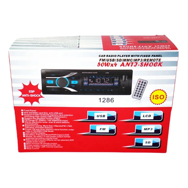 Автомагнитола RIAS 1286 ISO 1din MP3+FM+USB+microSD с пультом ДУ 4х50W (3_05622) - изображение 6