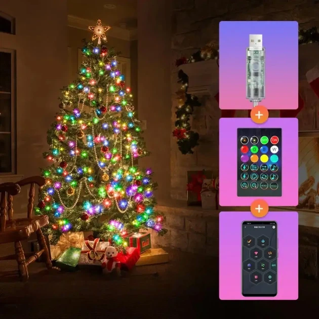 Умная смарт гирлянда Niki Light smart роса rgb управления через смартфон пульт 10 метров 100 лед - изображение 4