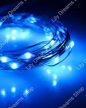 Светодиодная новогодняя USB гирлянда роса 100 LED 10м на медной проволоке от батареек Синий - изображение 5