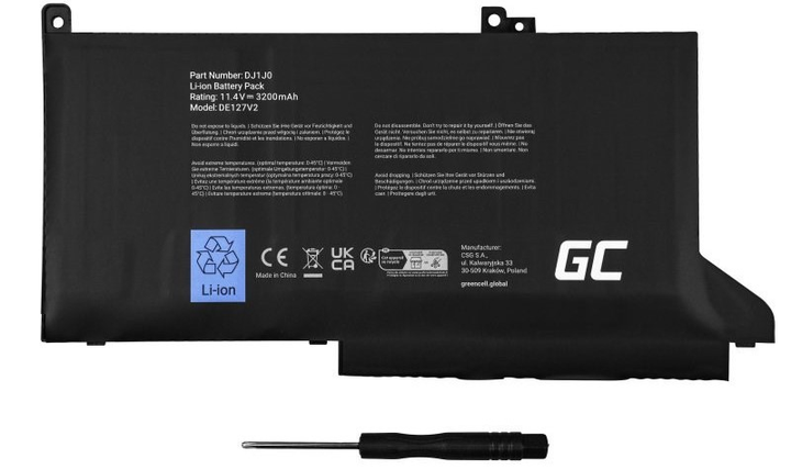 Bateria Green Cell do laptopów Dell Latitude 7280 7290 7380 7390 7480 7490 11.4 V 2700 mAh (5902701412463) - obraz 2