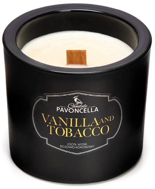 Świeczka sojowa Pavoncella Vanilla and Tabacco Czarna 170 g (5905711530394) - obraz 1